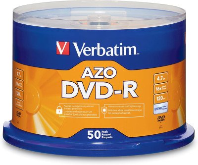 Reliable Verbatim AZO DVD-R Blanks: 50-Pack