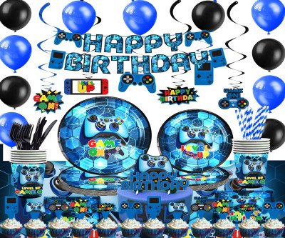Video Game Party Kit - 212-Piece Gamer Birthday Decorations for Boys