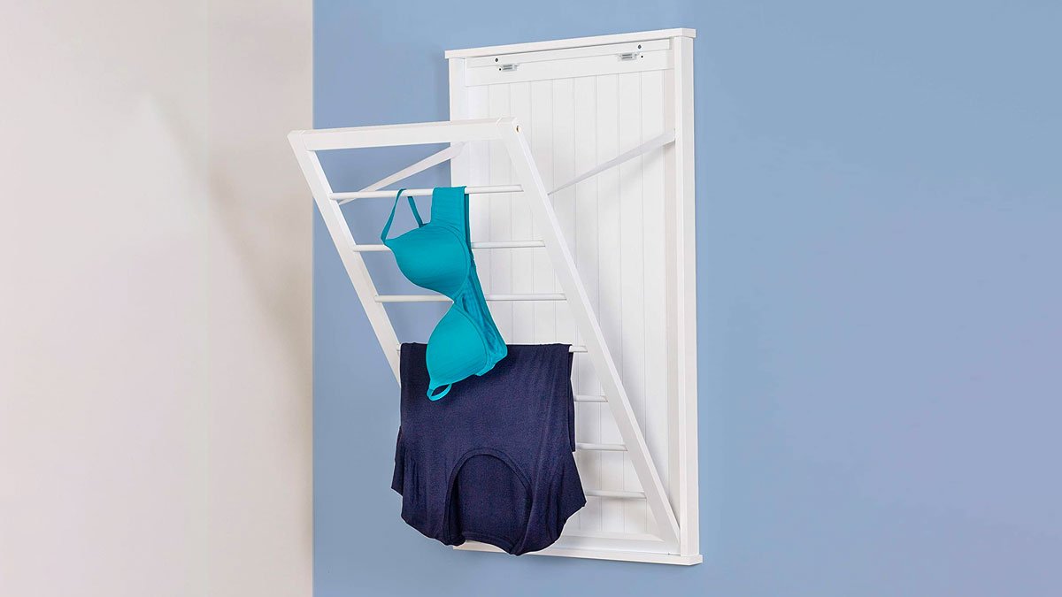 Wall-Mounted or Over-the-Door Clothes Drying Rack