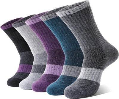 Warm Merino Wool Hiking Socks for Women - 5 Pack