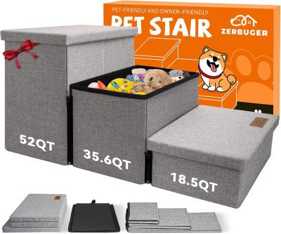 Wider Dog Stairs with Hidden Storage - 3 Steps