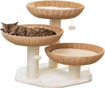 Window Cat Tree Tower - Elevated Perch with Cozy Baskets for Large Cats