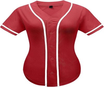 Soft Button-Down Baseball Jersey Tee for Active Women