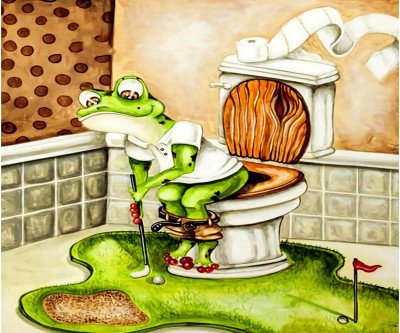 500-Piece Wooden Puzzle: Frog Toilet Golf Art