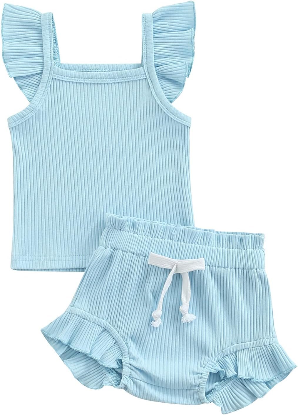 Sweet Summer Comfort: Toddler Girl's Cute Ruffle Outfit Set