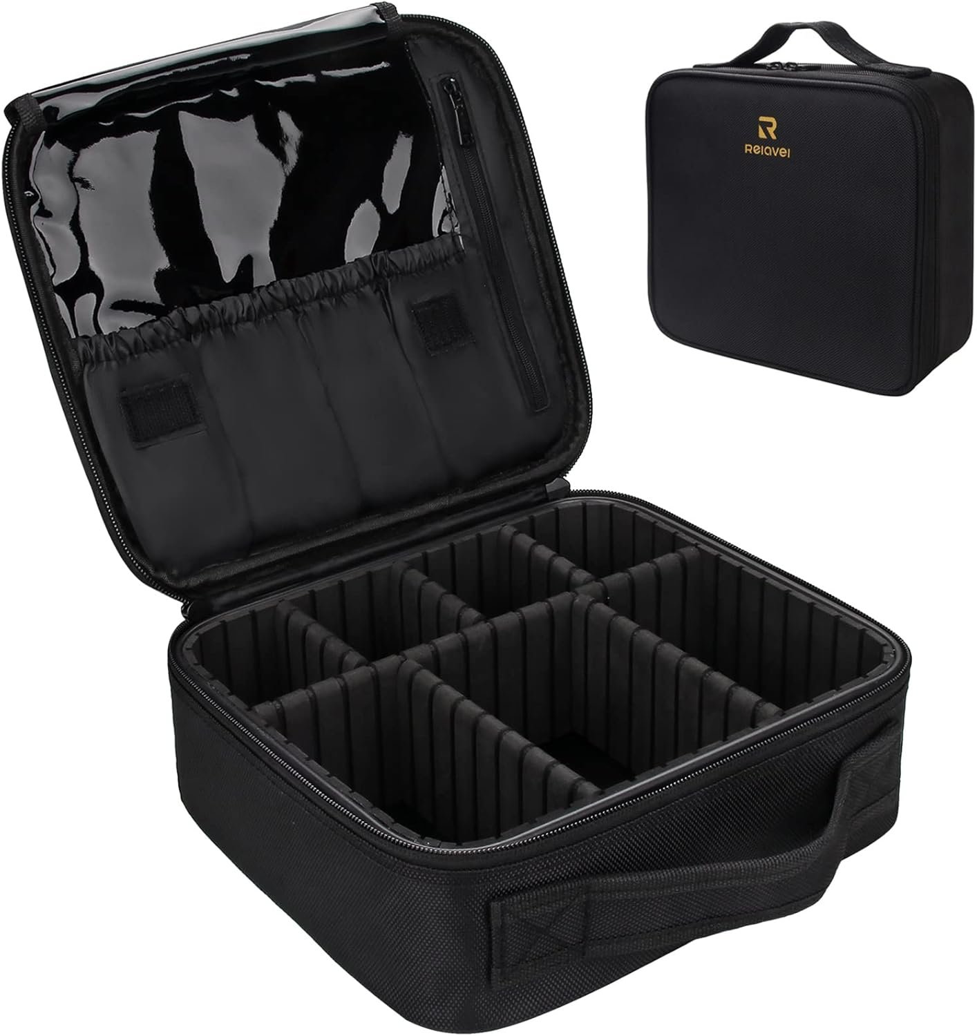 Portable Makeup Train Case with Custom Dividers