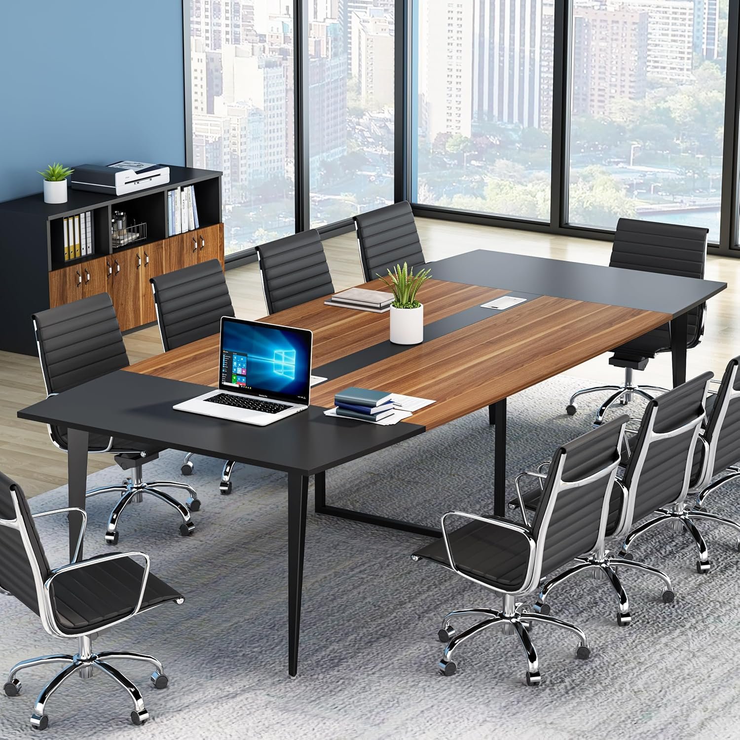 8FT Boat-Shaped Conference Table: Modern Team Collaboration Hub
