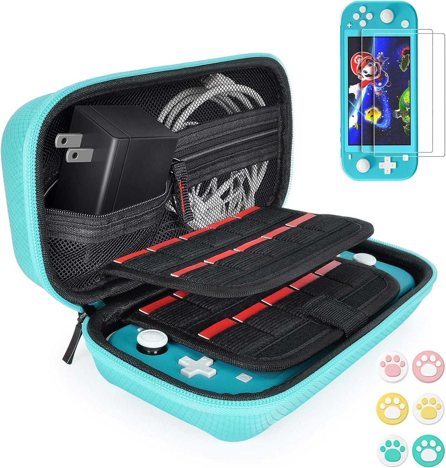 Turquoise Switch Lite Case Bundle: Protection & Storage On the Go