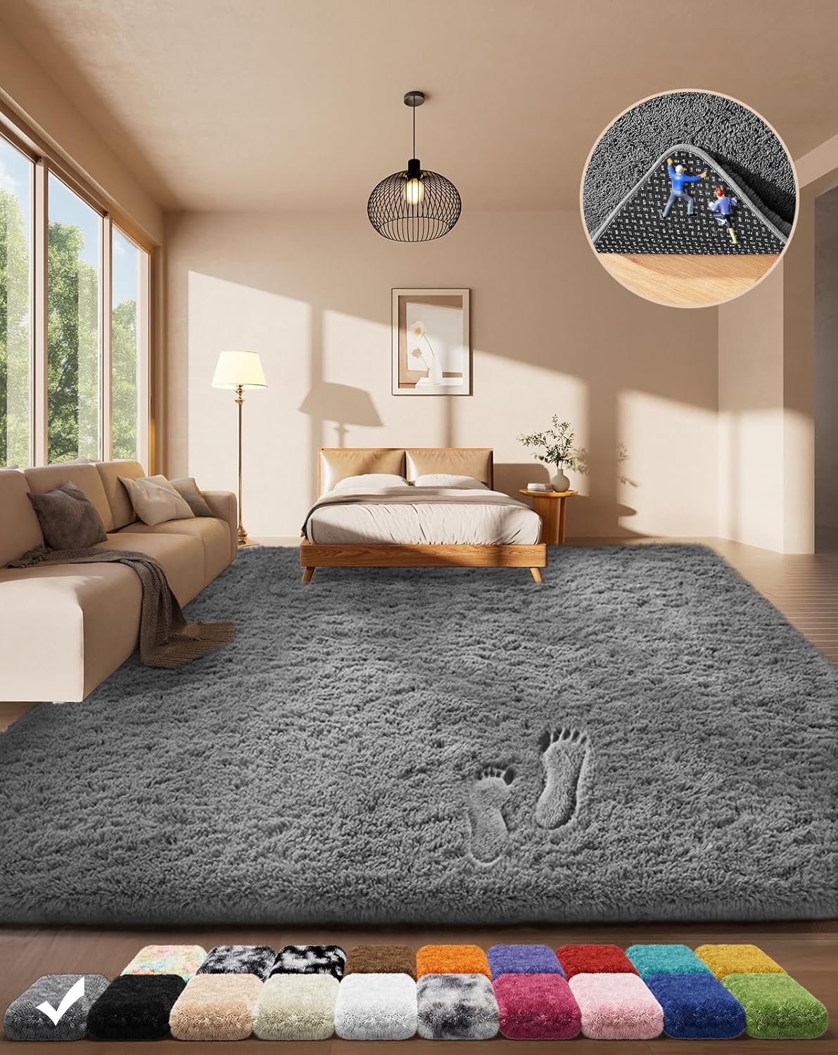 Ultra-Soft Cozy Grey Shag Rug for Any Room