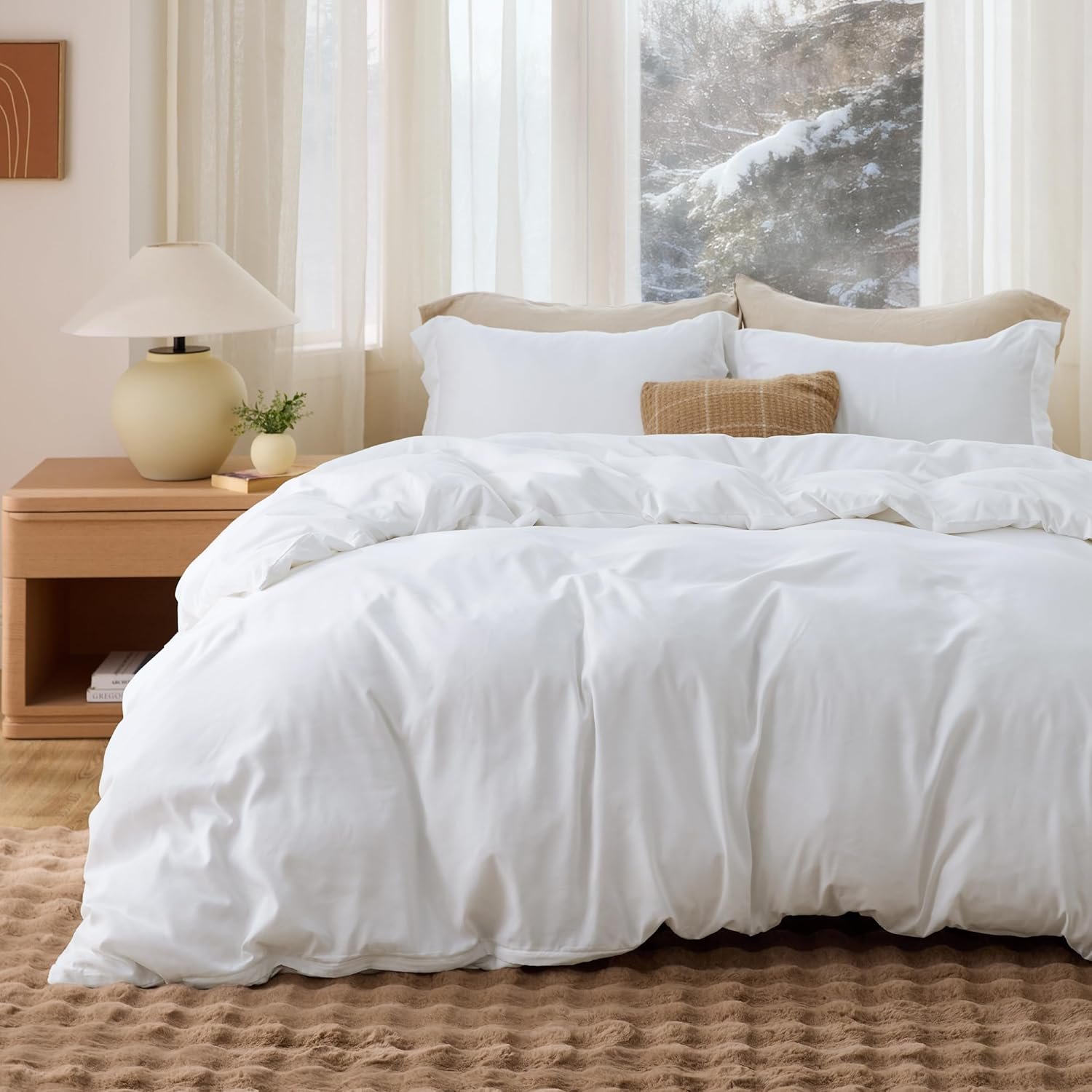 Ultra-Soft White Queen Duvet Cover – Cozy Bedding Bliss