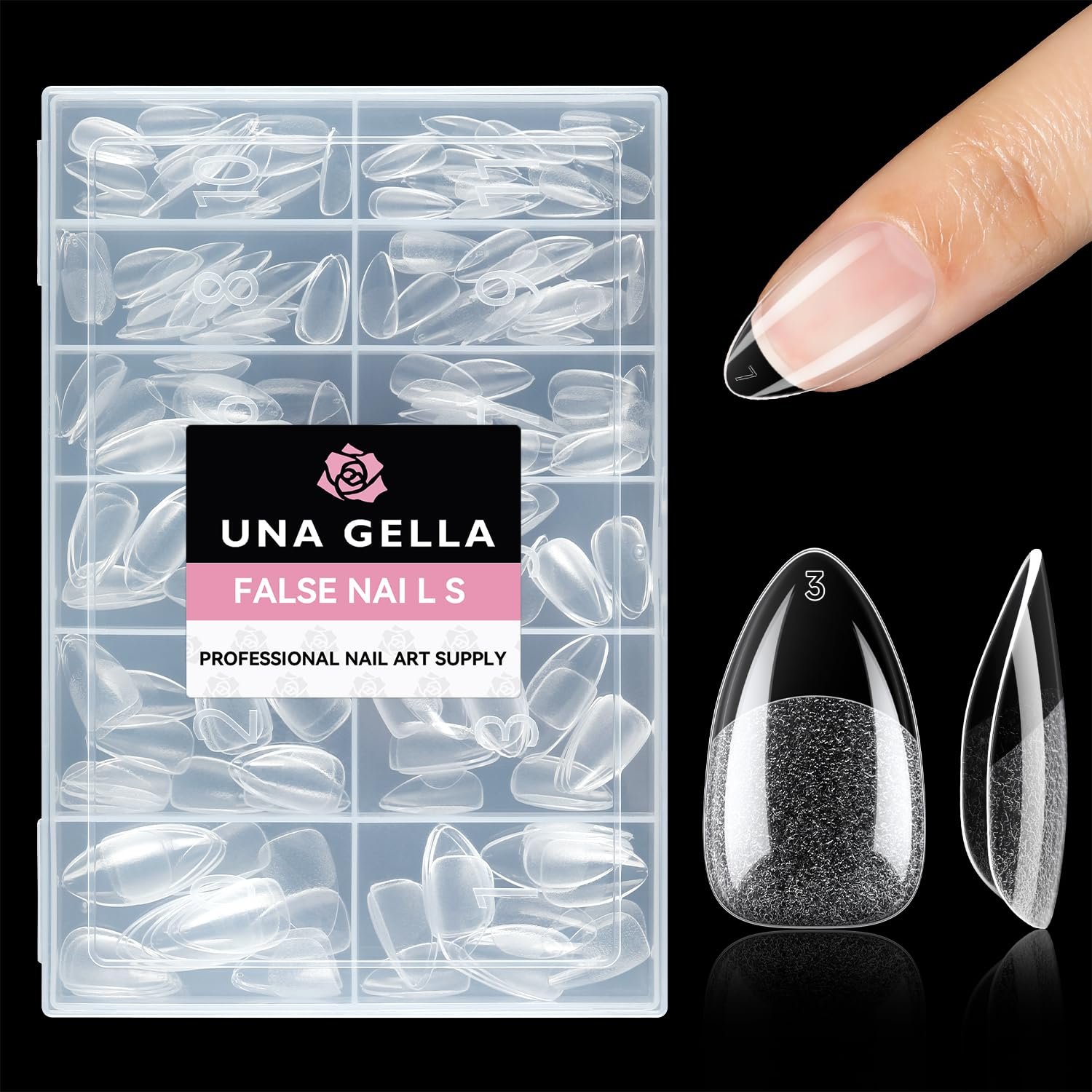 UNA GELLA Pre-shaped Gel Almond Fake Nails