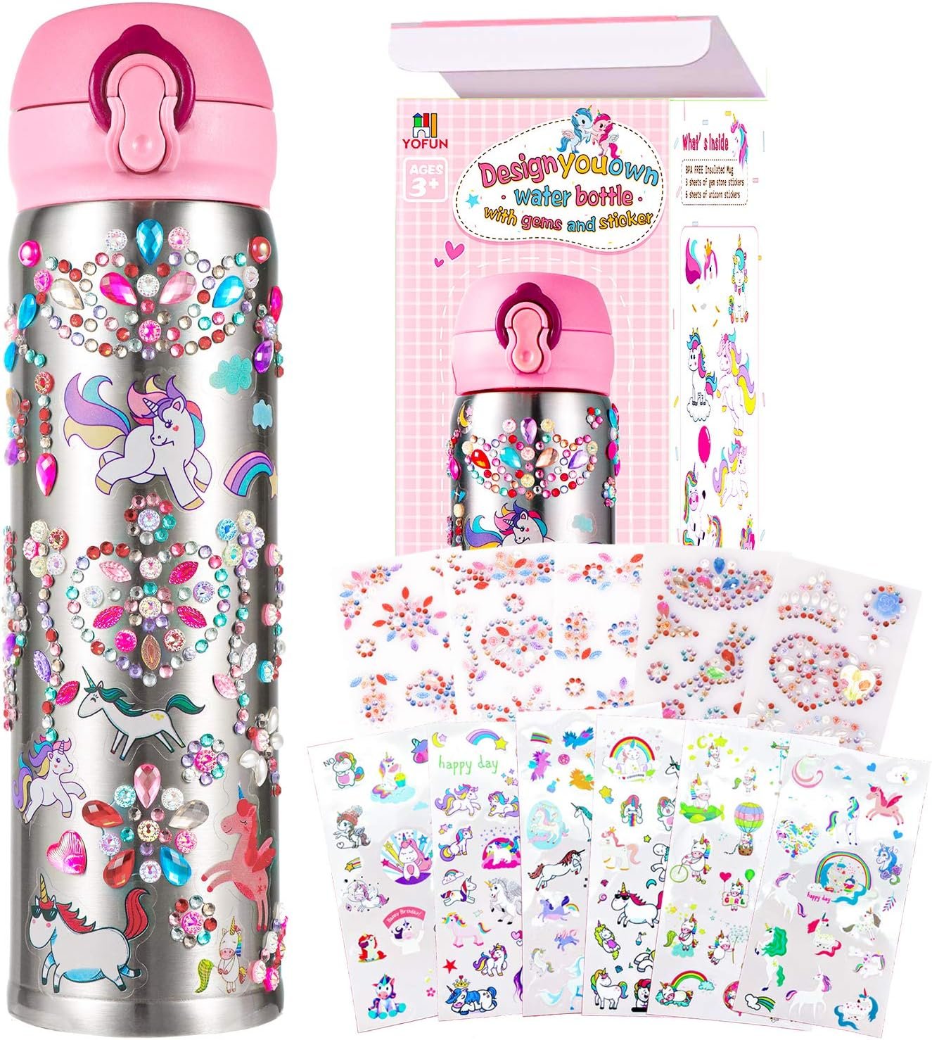 Create Your Own Sparkling Unicorn Water Bottle Craft Kit