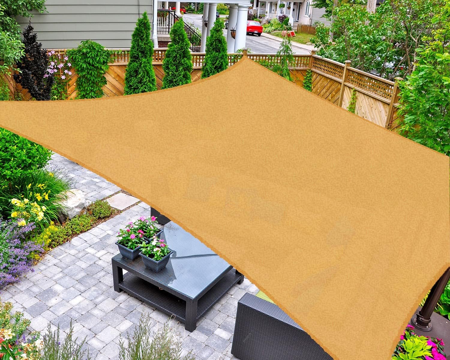 95% UV-Blocking 8x12' Sand Shade Sail for Patios