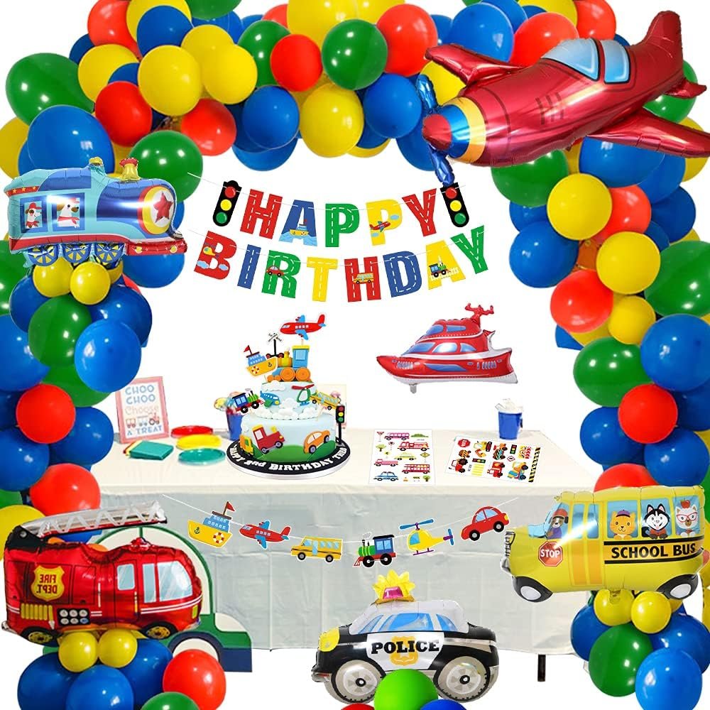 Vehicle Party Decorations Kit - 49pc Transportation Birthday Supplies