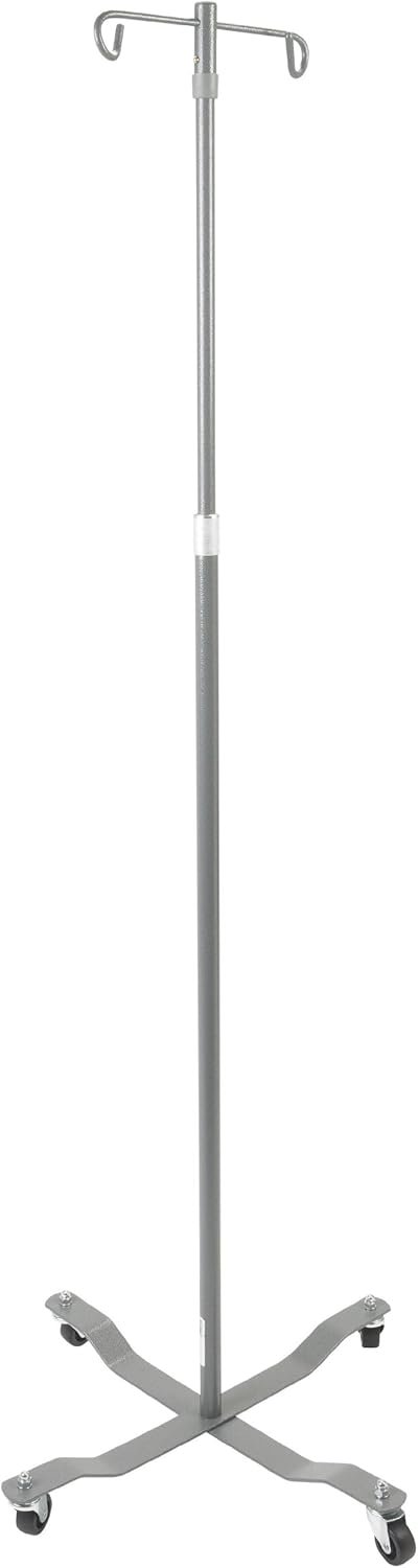 Versatile IV Pole with 2-4 Hook Conversion & Easy Height Adjustment