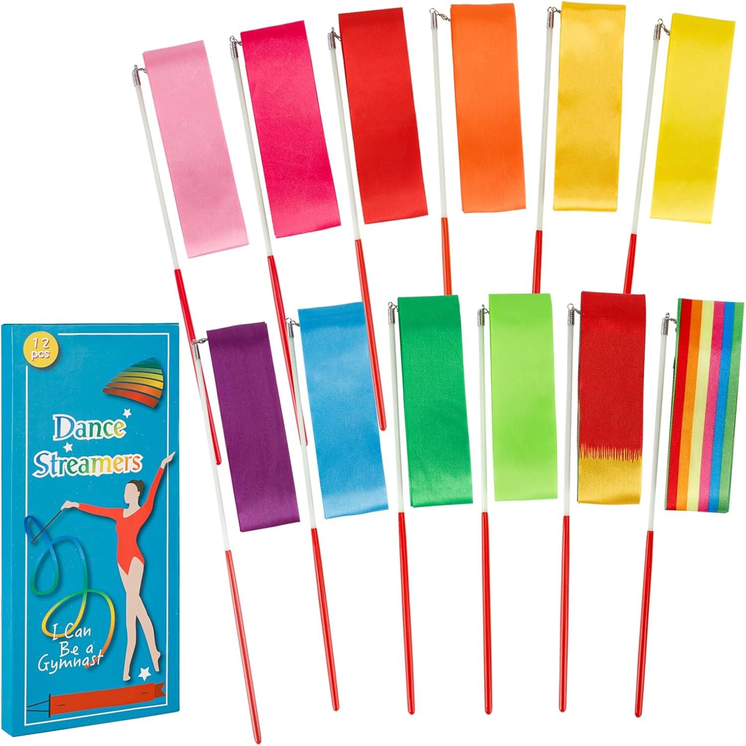 Vibrant 12pcs Dance Ribbons for Kids