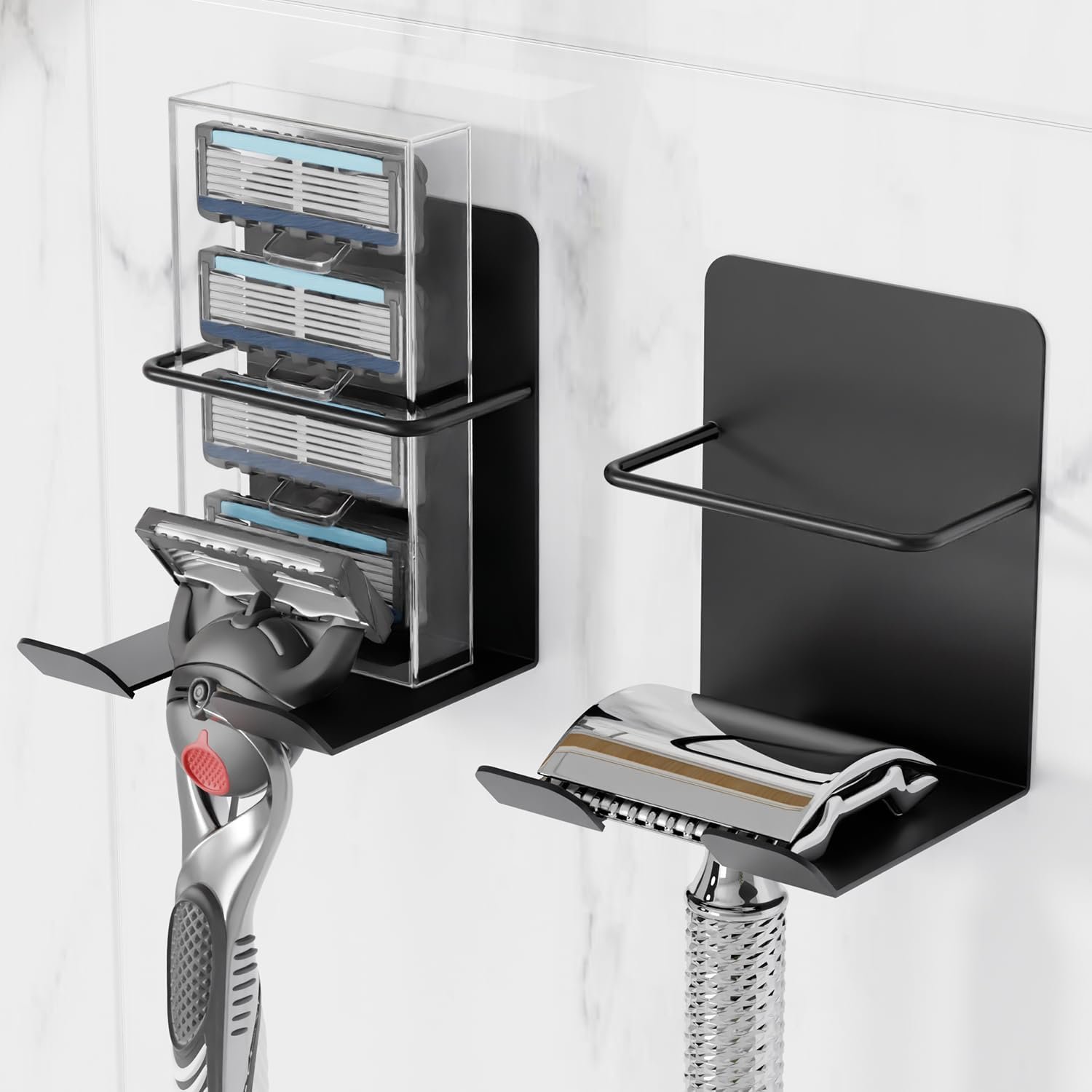 Wall Razor Organizer with Built-in Blade Storage (2-Pack)