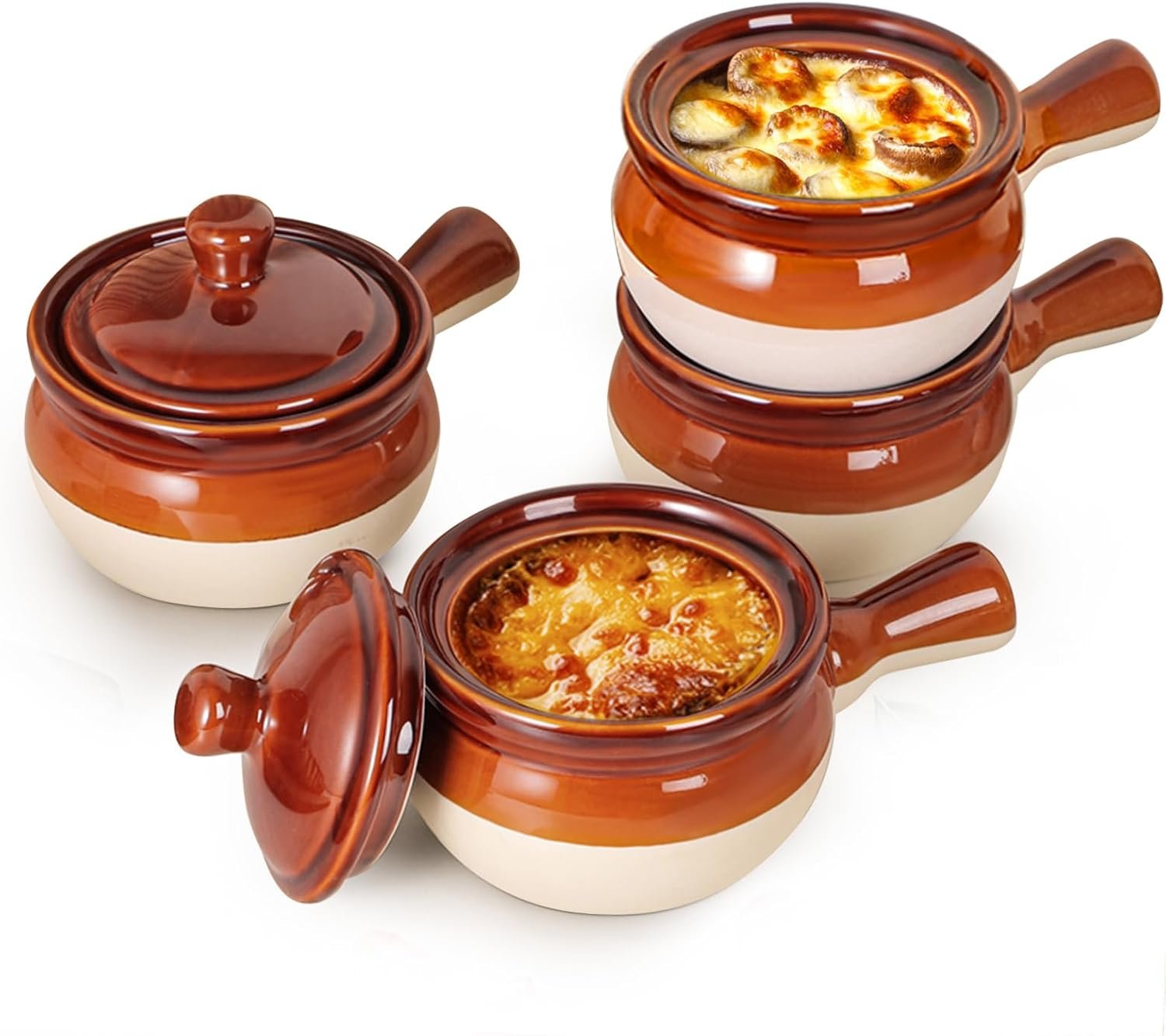Warm & Easy: Handle Soup Bowls with Lids (Set of 4)