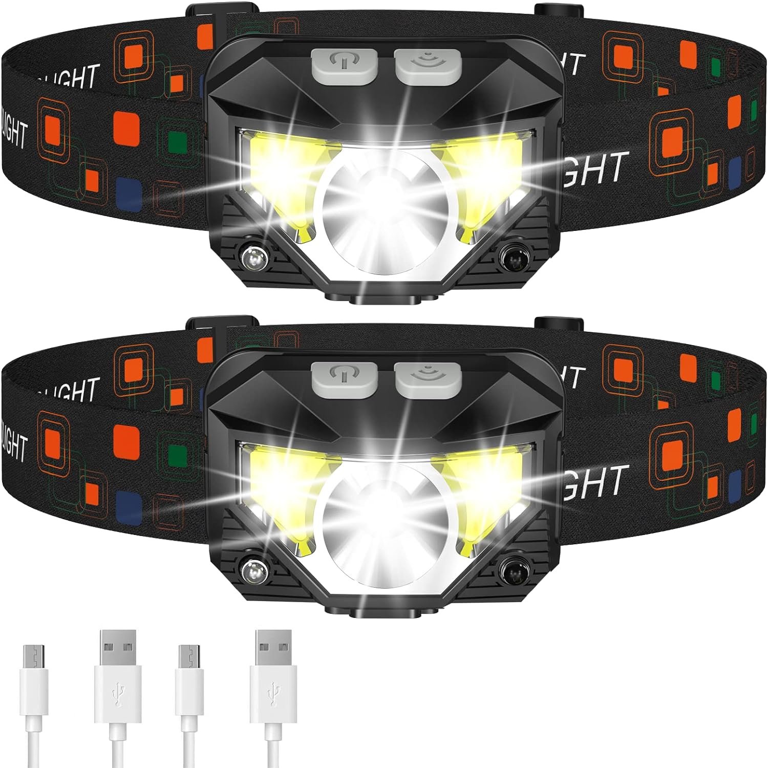 Wave-On Headlamps: Ultra-Bright, Motion-Sensor 2-Pack