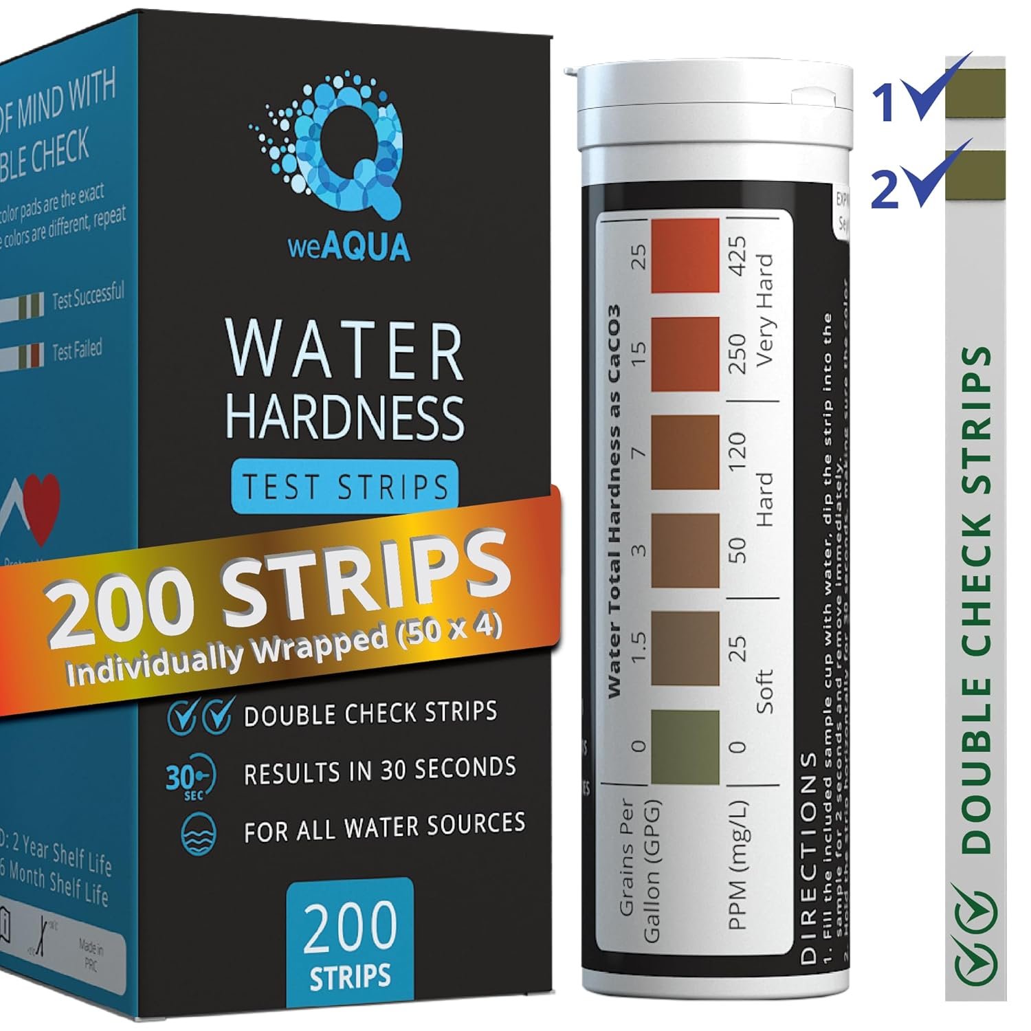 WeAQUA DoubleCheck Hardness Test Kit - 200 Strips