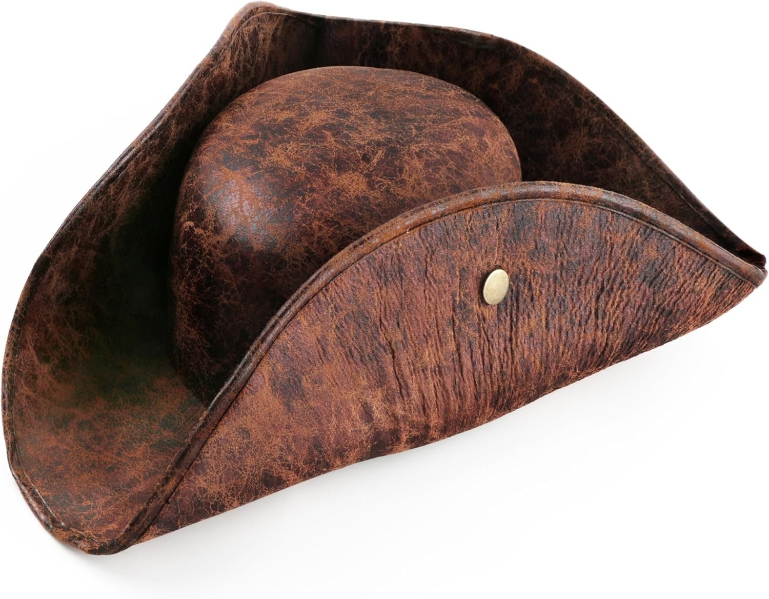 Weathered Faux Leather Pirate Tricorn Hat