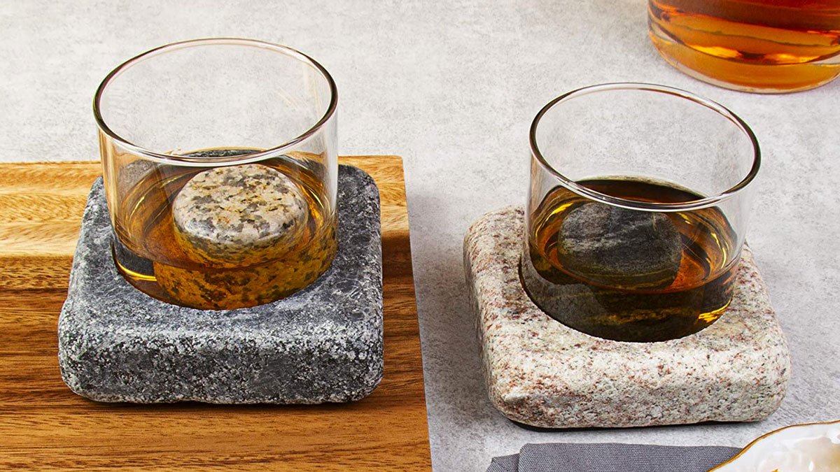 Whiskey-Chilling Granite Coaster Set