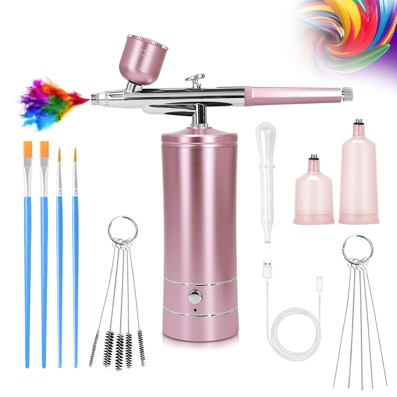Wireless Pink Airbrush Kit for Creative Pros