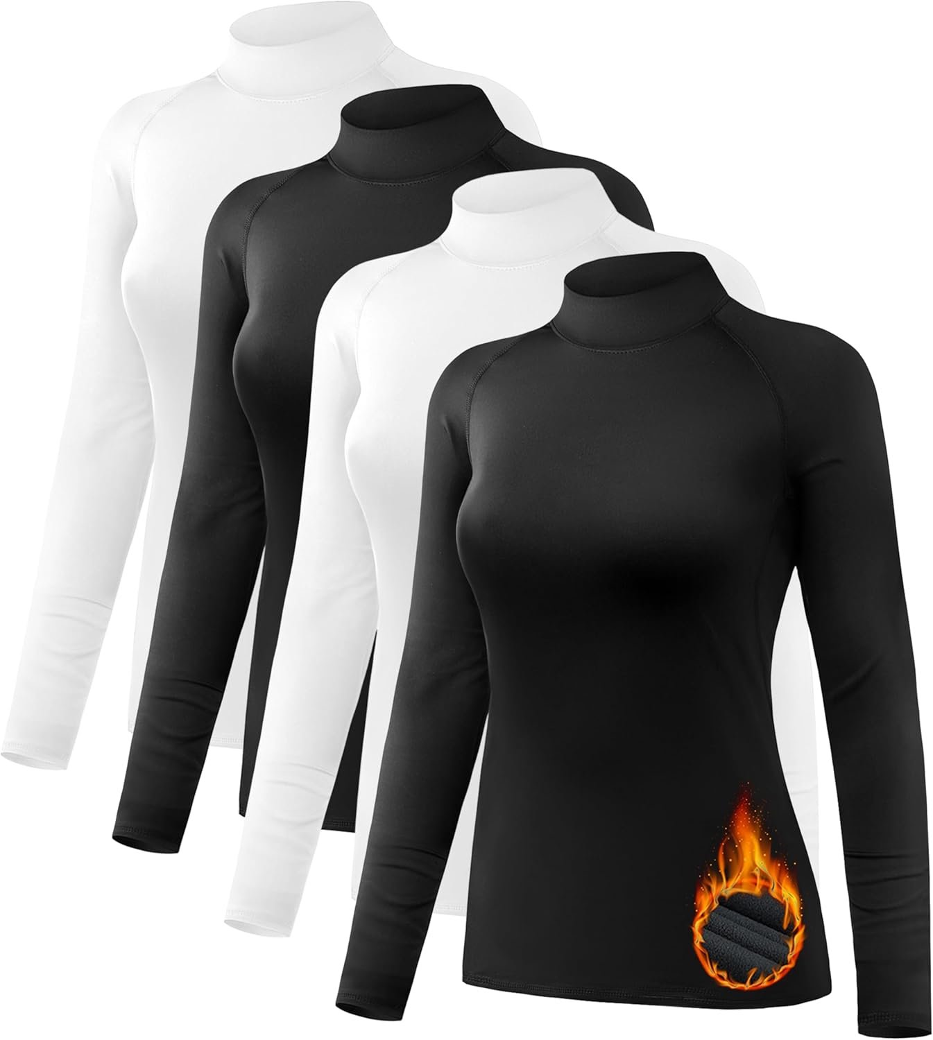 Stay Toasty Warm: Women's 4-Pack Fleece-Lined Thermal Tops