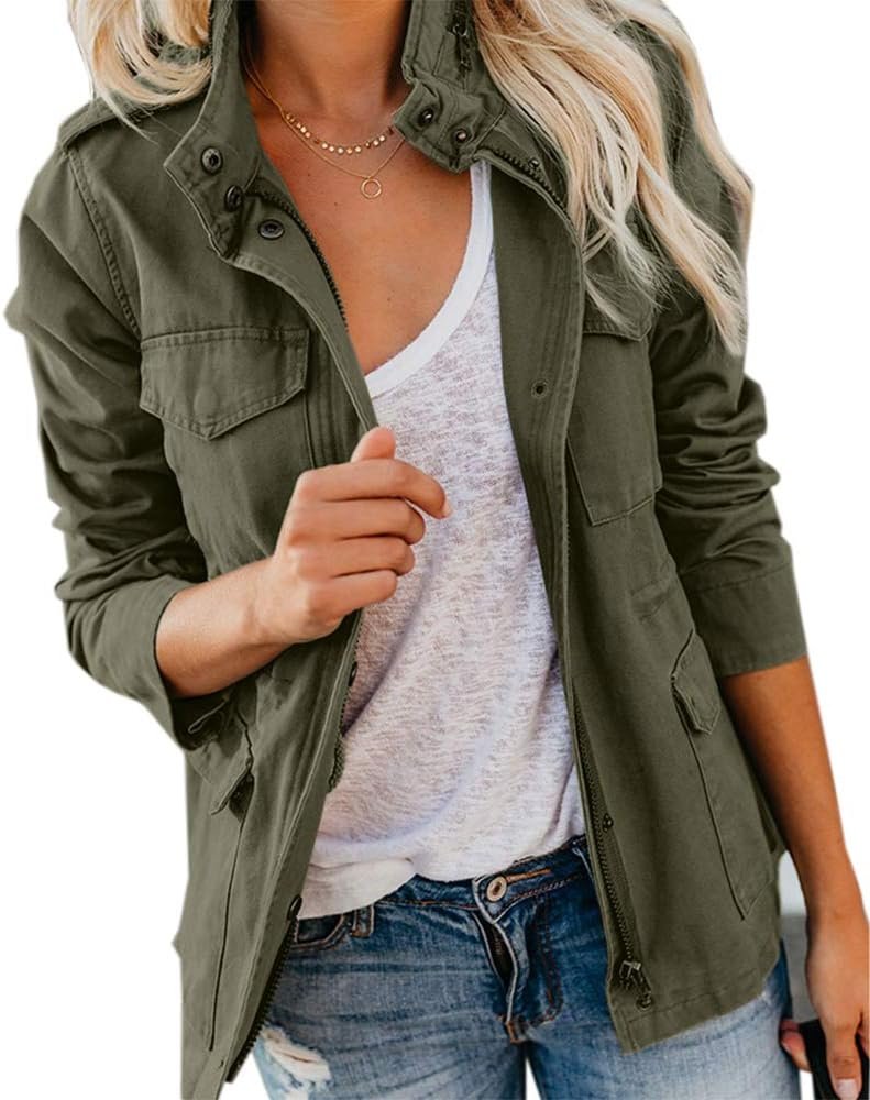 Military-Style Anorak Jacket for Women with Functional Pockets