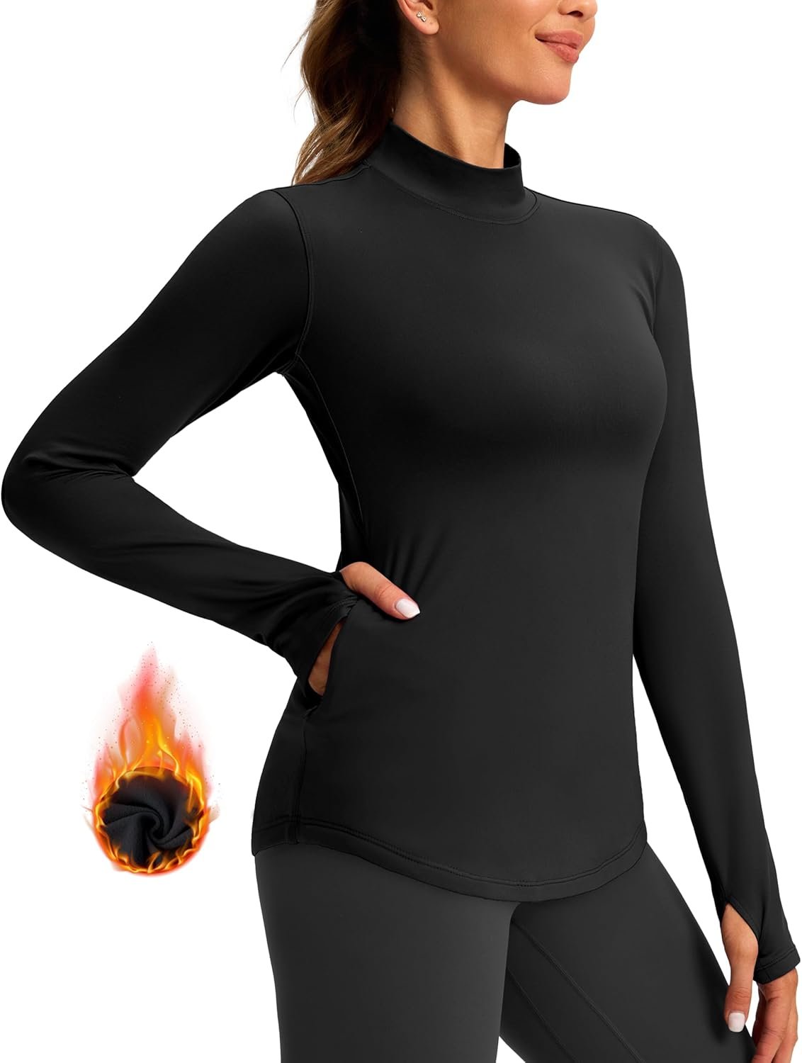 Cozy Women's Thermal Fleece Shirt with Handy Zip Pocket