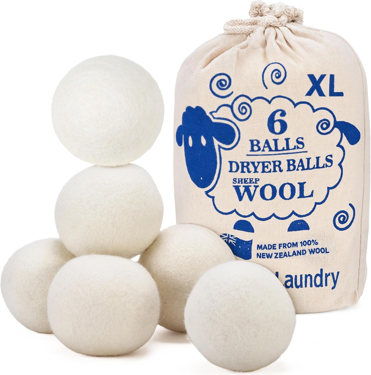 Wool Dryer Balls: Soften Laundry, Slash Dry Time (6-Pack)
