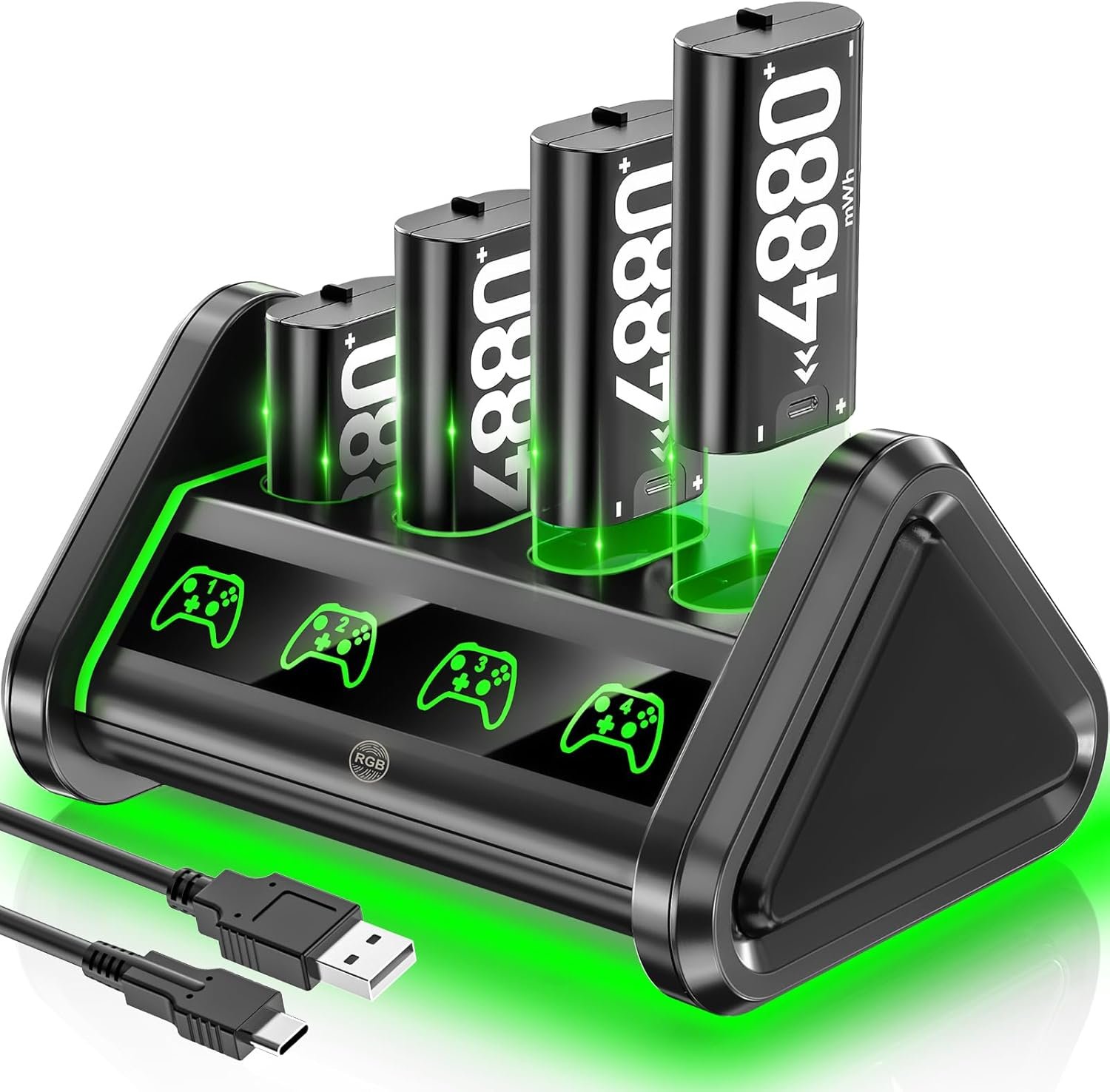 Xbox Battery Pack: 4 Batteries + Fast Charger - 3000+ Recharges