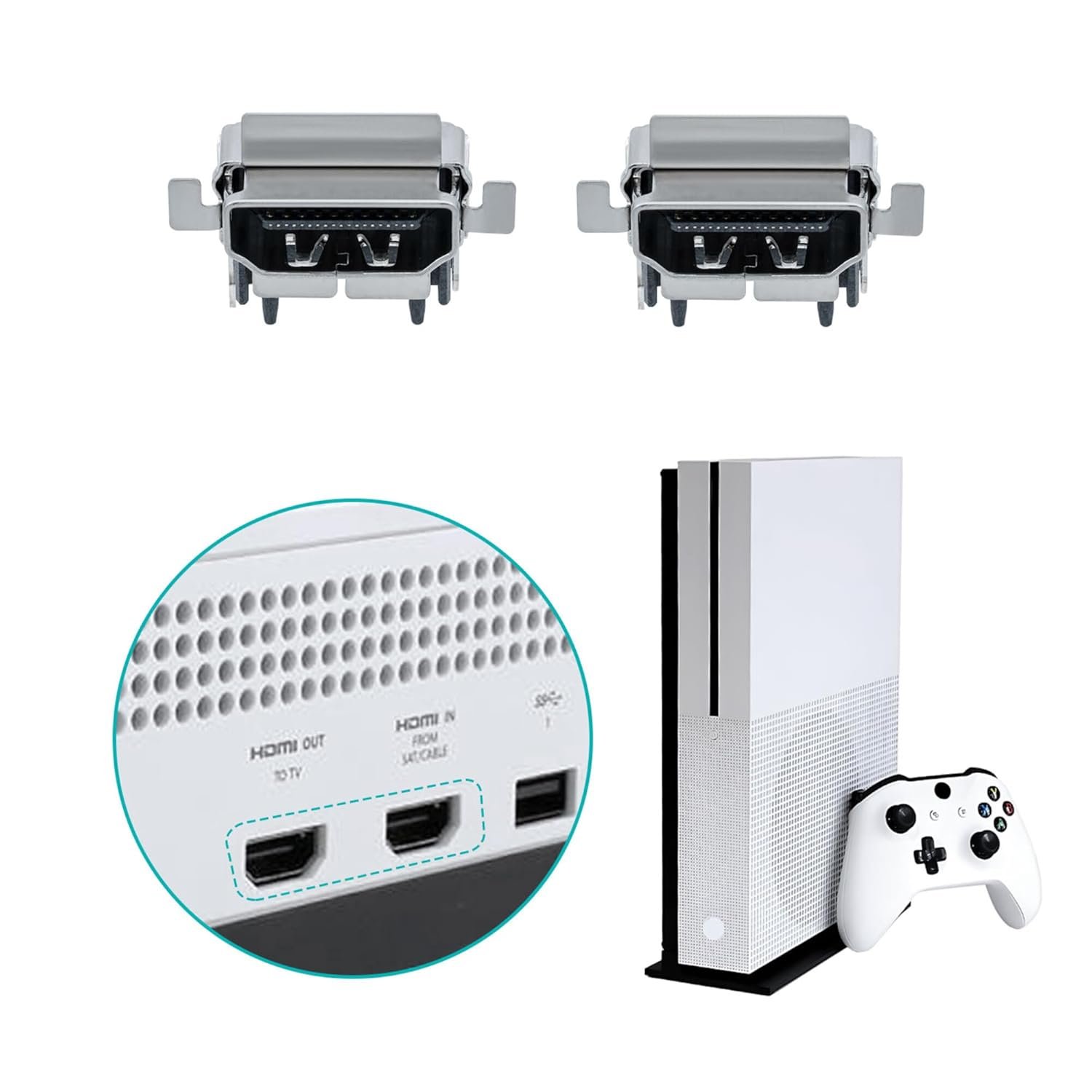 2-Pack Xbox One S HDMI Port Replacement - Fix Broken Connections