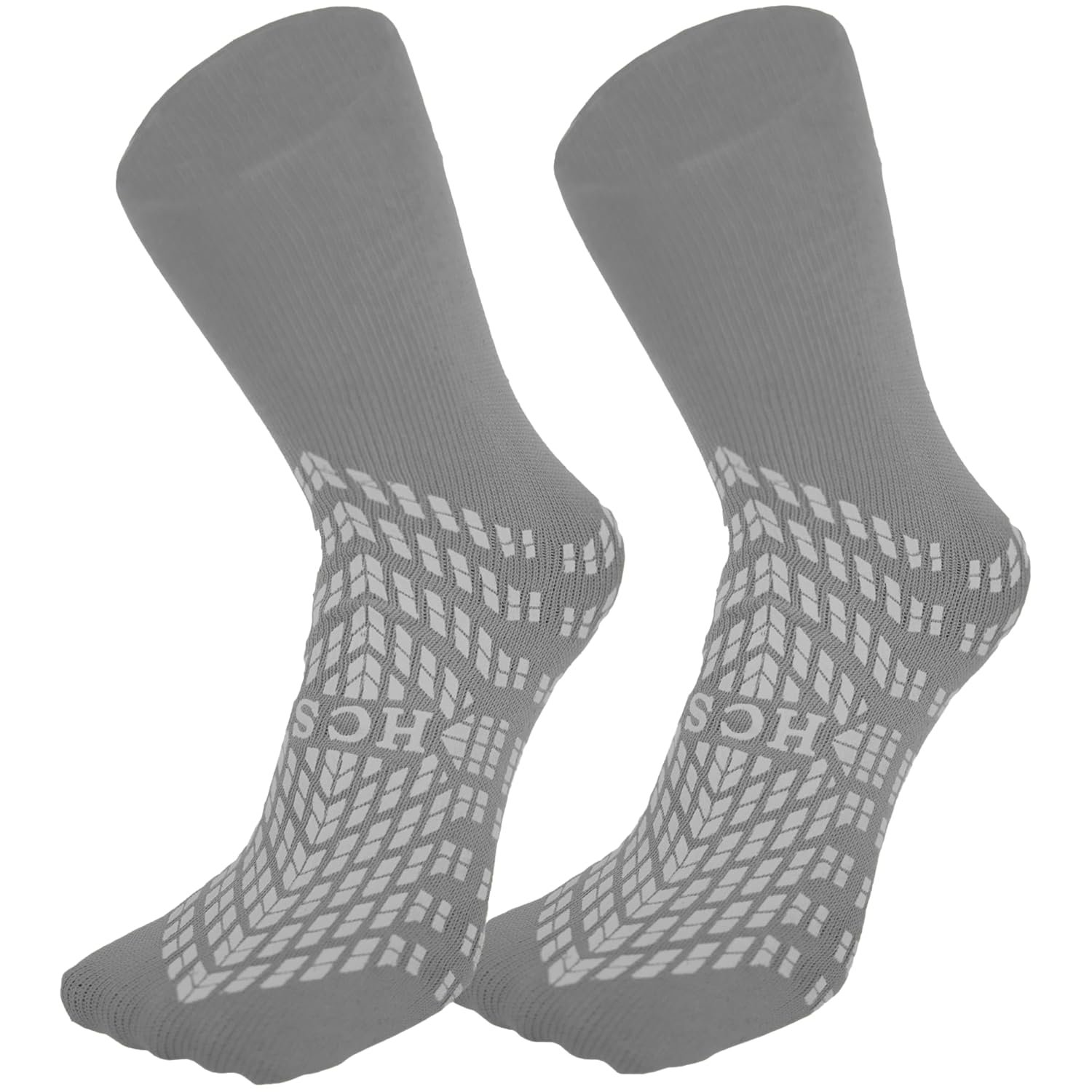 Stay Steady: XL Non-Slip Grip Socks (6 Pairs, Gray)