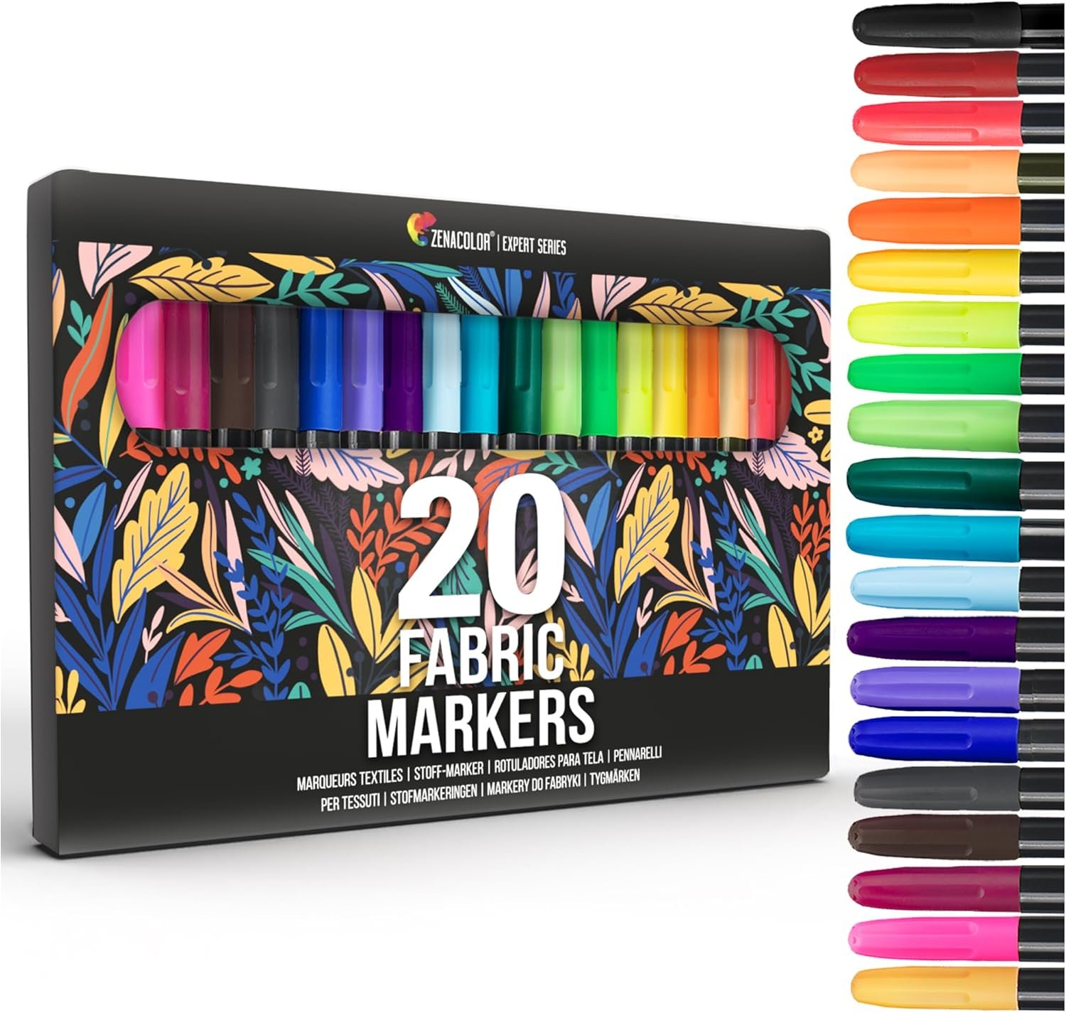 Zenacolor 20 Permanent Fabric Markers Set