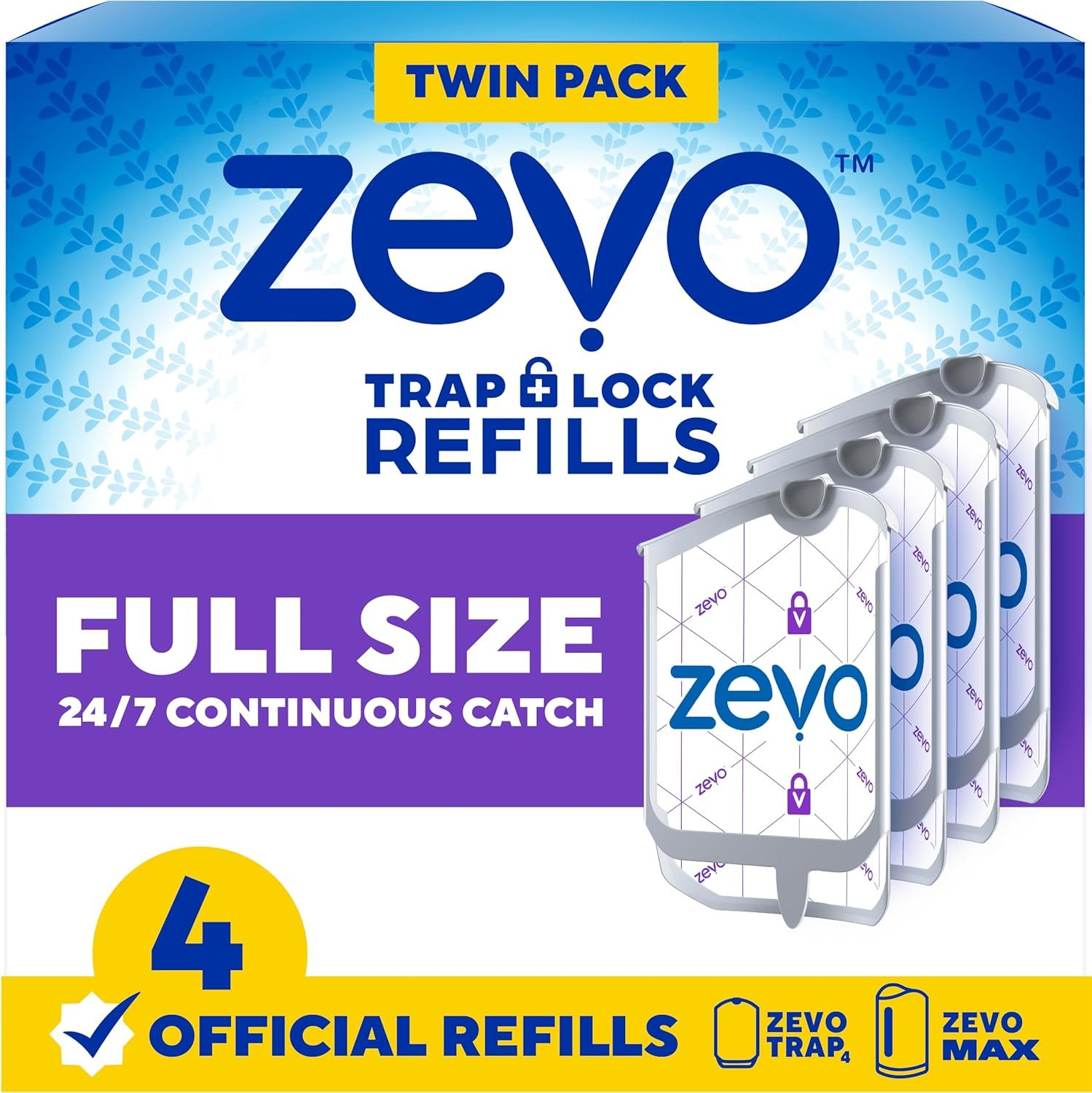 Zevo Refill Cartridges Trap Flies & Gnats Effortlessly (4-Pack)