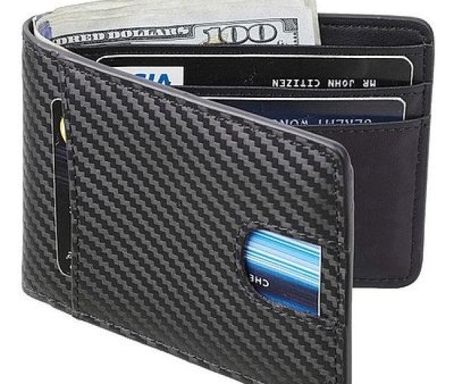 Casmonal Slim Carbon Fiber Leather Wallet