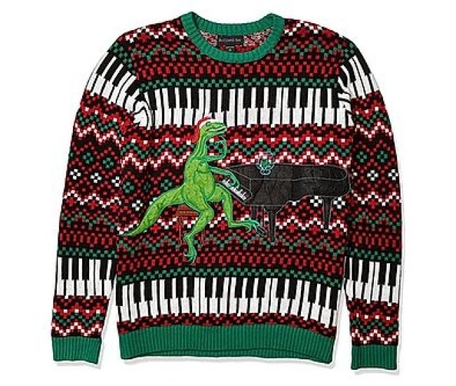 Dinosaur Piano Bar Ugly Sweater