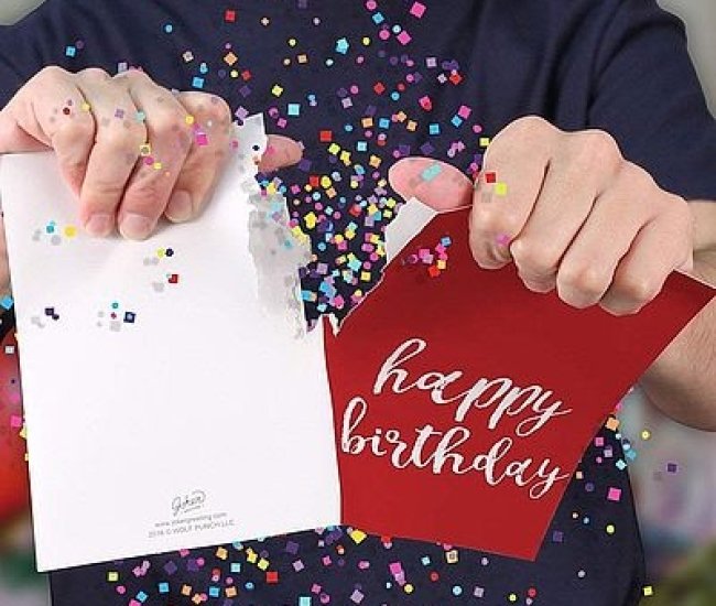 Endlessly Singing Birthday Card Filled With Glitter