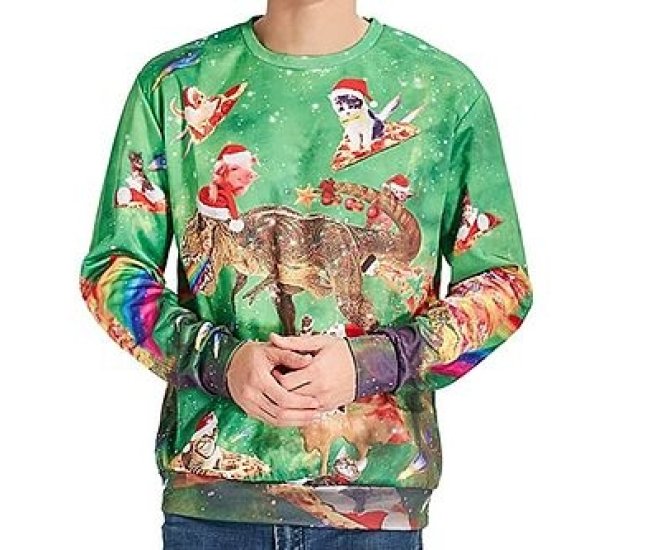 Galactic Dinosaur Tacky Christmas Sweater