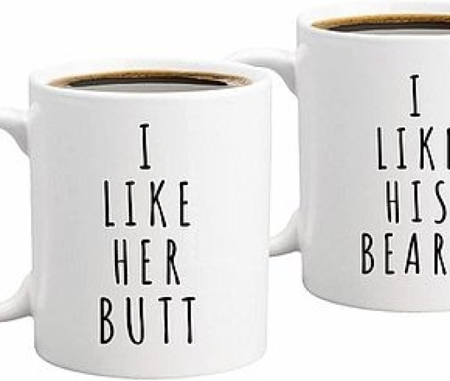 I Like His Beard, I Like Her Butt Couples Mug Set