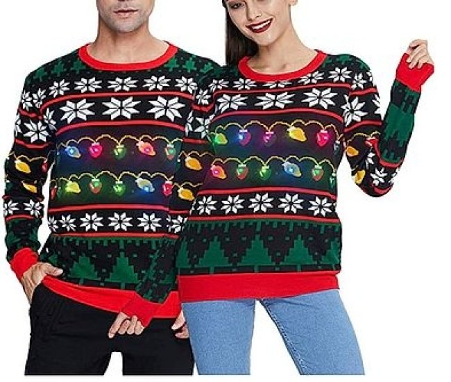 Light Up Couples Tacky Christmas Sweater