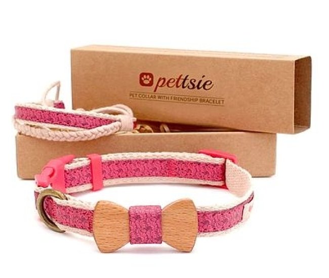 Matching Dog Collar Bow Tie & Owner Friendship Bracelet