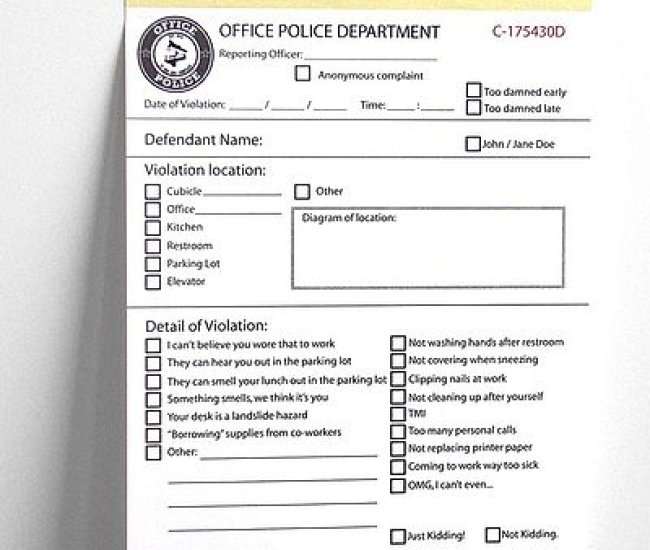 Office Police Workplace Violation Sticky Note