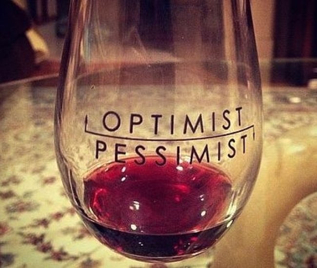 Optimist Pessimist Wine Glass
