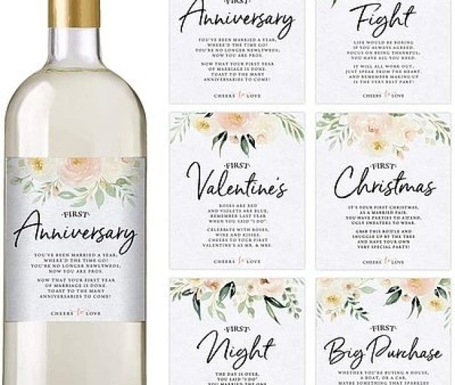 Wedding Firsts Wine Bottle Labels