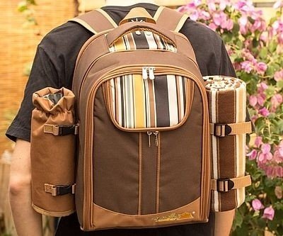 Picnic Backpack with Wine Holder and Blanket