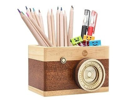 Wooden Camera Pencil Cup